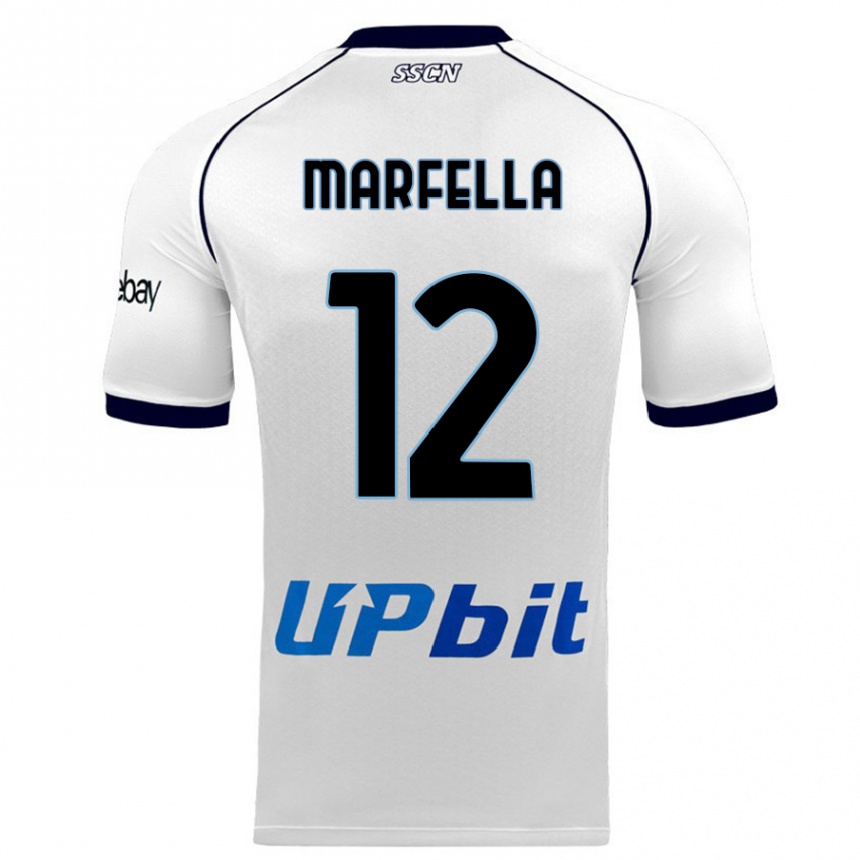 Herren Fußball Davide Marfella #12 Weiß Auswärtstrikot Trikot 2023/24 T-Shirt Luxemburg