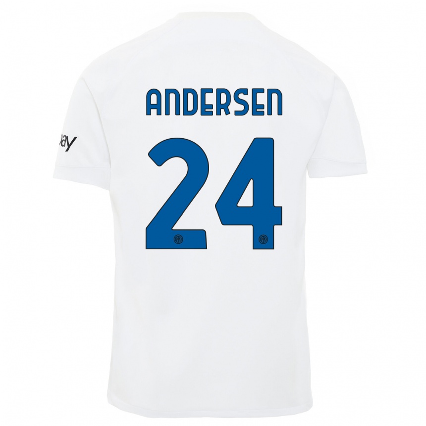 Herren Fußball Silas Andersen #24 Weiß Auswärtstrikot Trikot 2023/24 T-Shirt Luxemburg