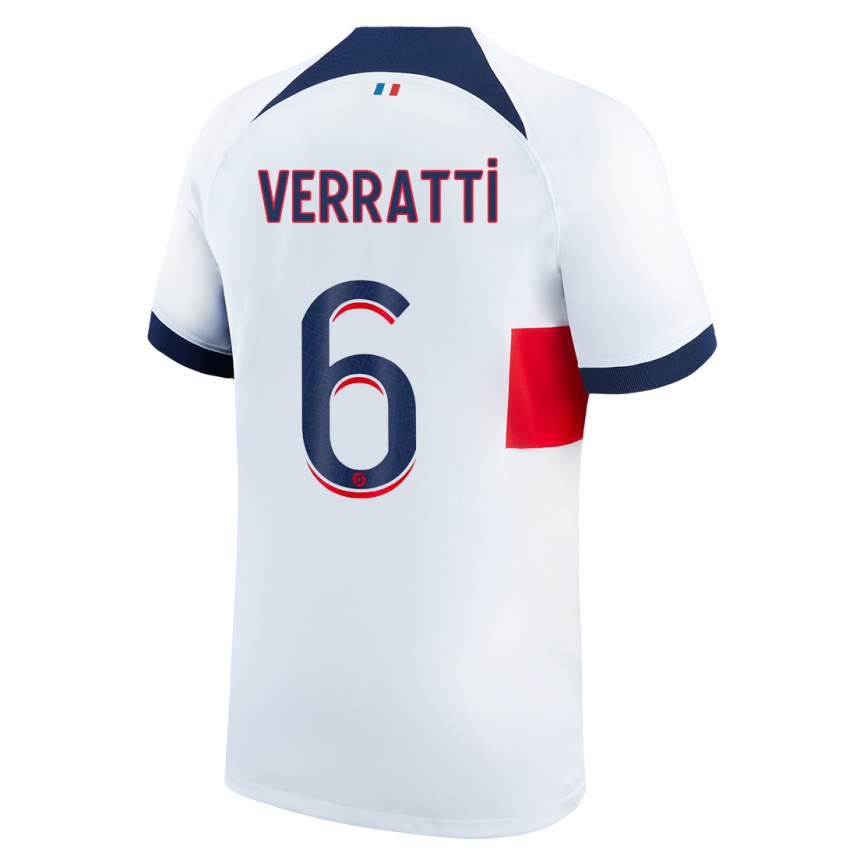Herren Fußball Marco Verratti #6 Weiß Auswärtstrikot Trikot 2023/24 T-Shirt Luxemburg