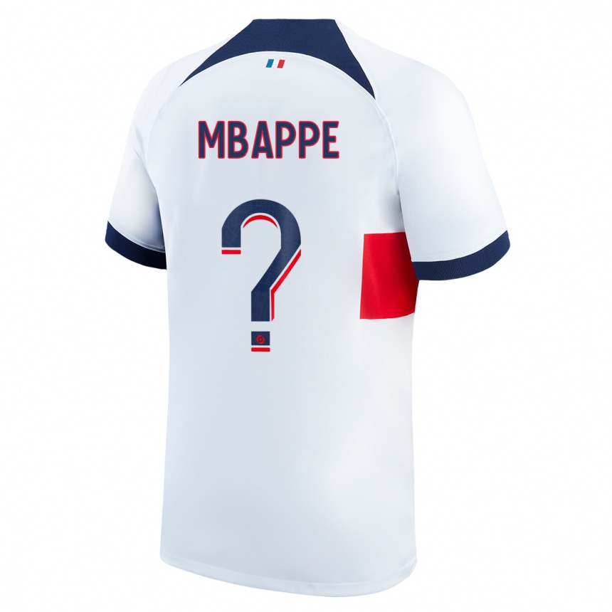 Herren Fußball Ethan Mbappe #0 Weiß Auswärtstrikot Trikot 2023/24 T-Shirt Luxemburg