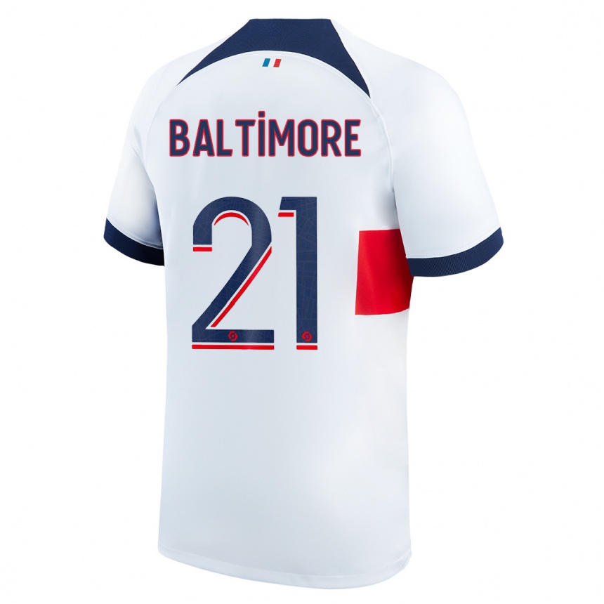 Herren Fußball Sandy Baltimore #21 Weiß Auswärtstrikot Trikot 2023/24 T-Shirt Luxemburg