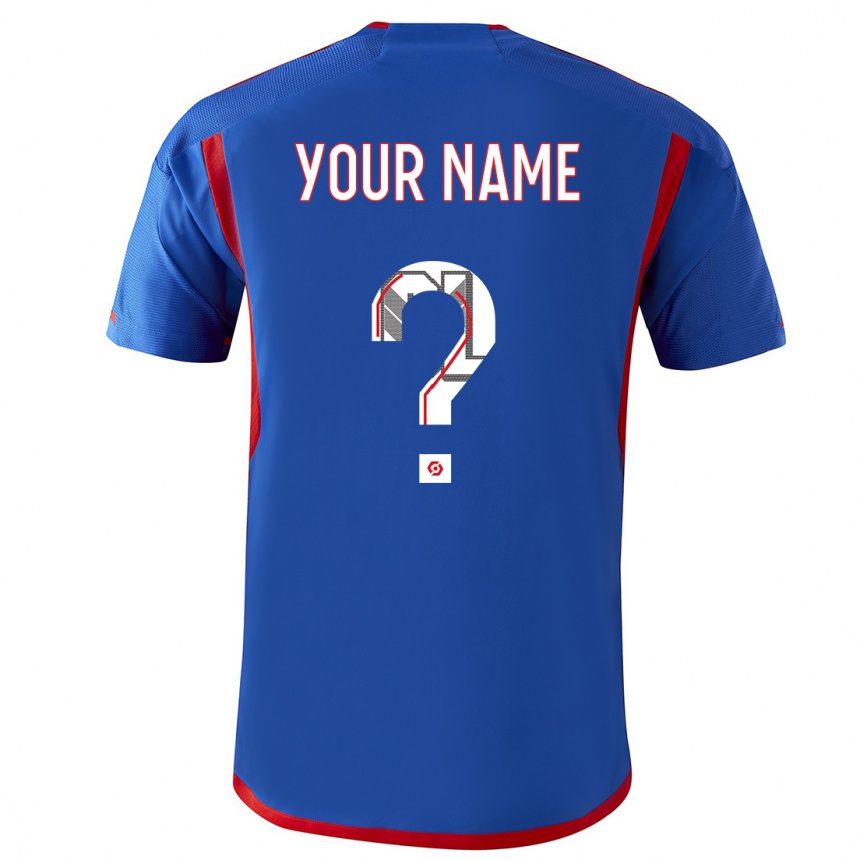 Herren Fußball Ihren Namen #0 Blau Rot Auswärtstrikot Trikot 2023/24 T-Shirt Luxemburg