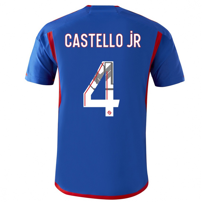 Herren Fußball Castello Lukeba #4 Blau Rot Auswärtstrikot Trikot 2023/24 T-Shirt Luxemburg