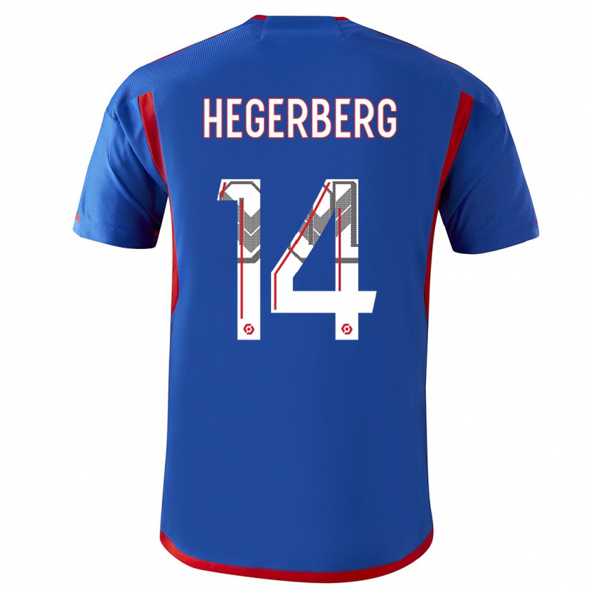 Herren Fußball Ada Hegerberg #14 Blau Rot Auswärtstrikot Trikot 2023/24 T-Shirt Luxemburg