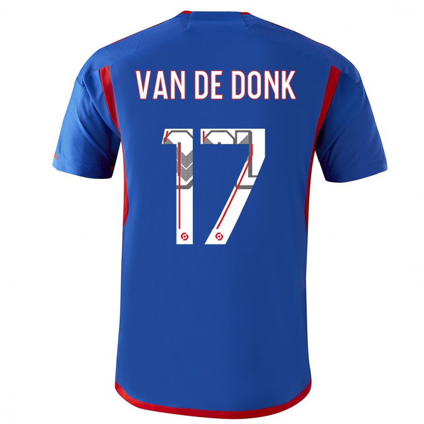 Herren Fußball Danielle Van De Donk #17 Blau Rot Auswärtstrikot Trikot 2023/24 T-Shirt Luxemburg