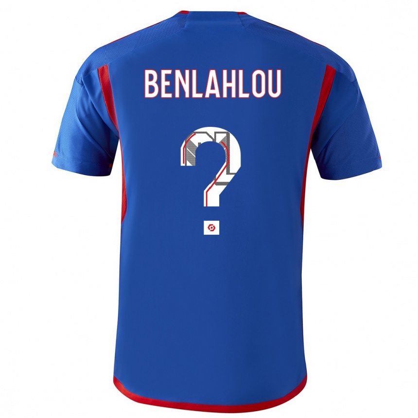 Herren Fußball Daryll Benlahlou #0 Blau Rot Auswärtstrikot Trikot 2023/24 T-Shirt Luxemburg