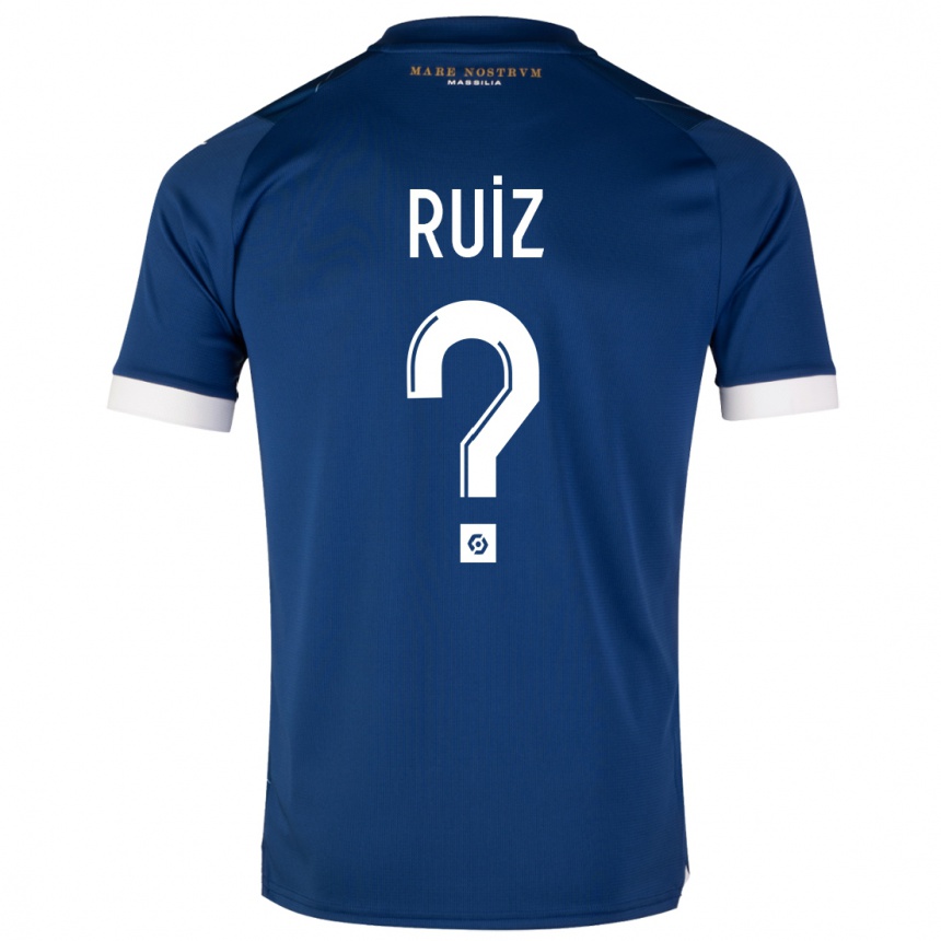 Herren Fußball Pedro Ruiz #0 Dunkelblau Auswärtstrikot Trikot 2023/24 T-Shirt Luxemburg