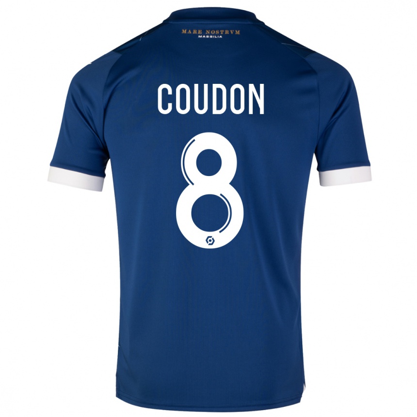 Herren Fußball Marine Coudon #8 Dunkelblau Auswärtstrikot Trikot 2023/24 T-Shirt Luxemburg