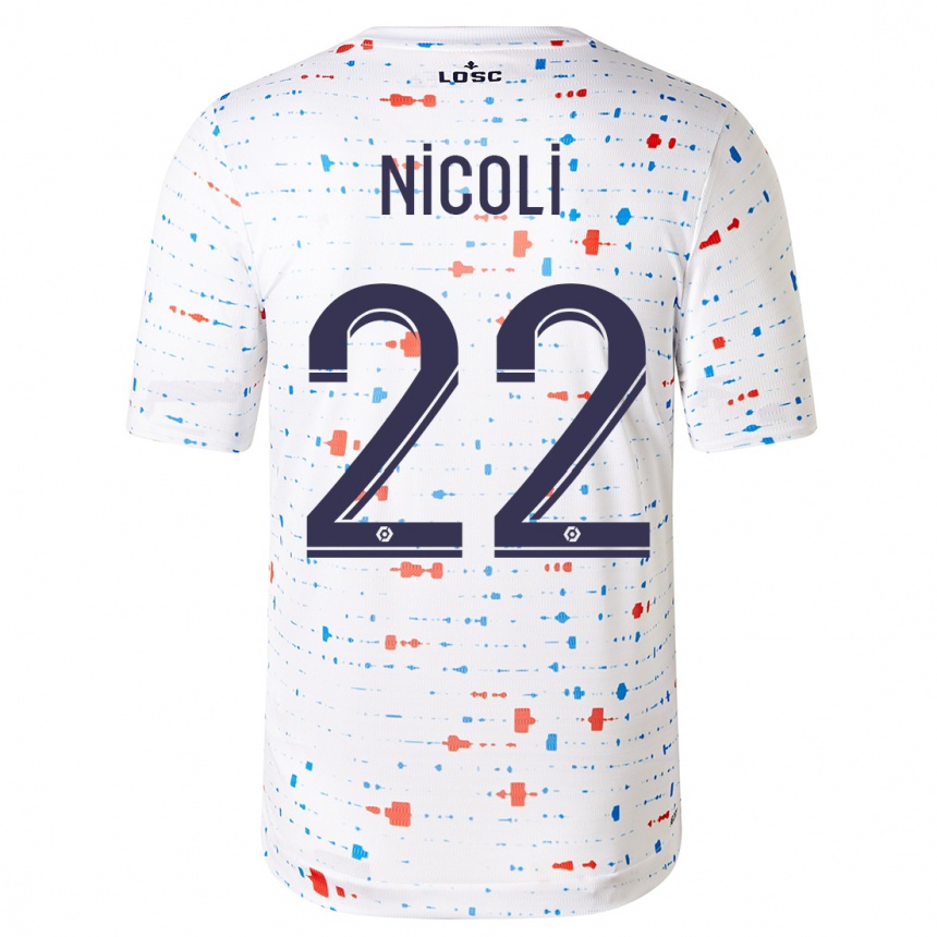 Herren Fußball Morgane Nicoli #22 Weiß Auswärtstrikot Trikot 2023/24 T-Shirt Luxemburg