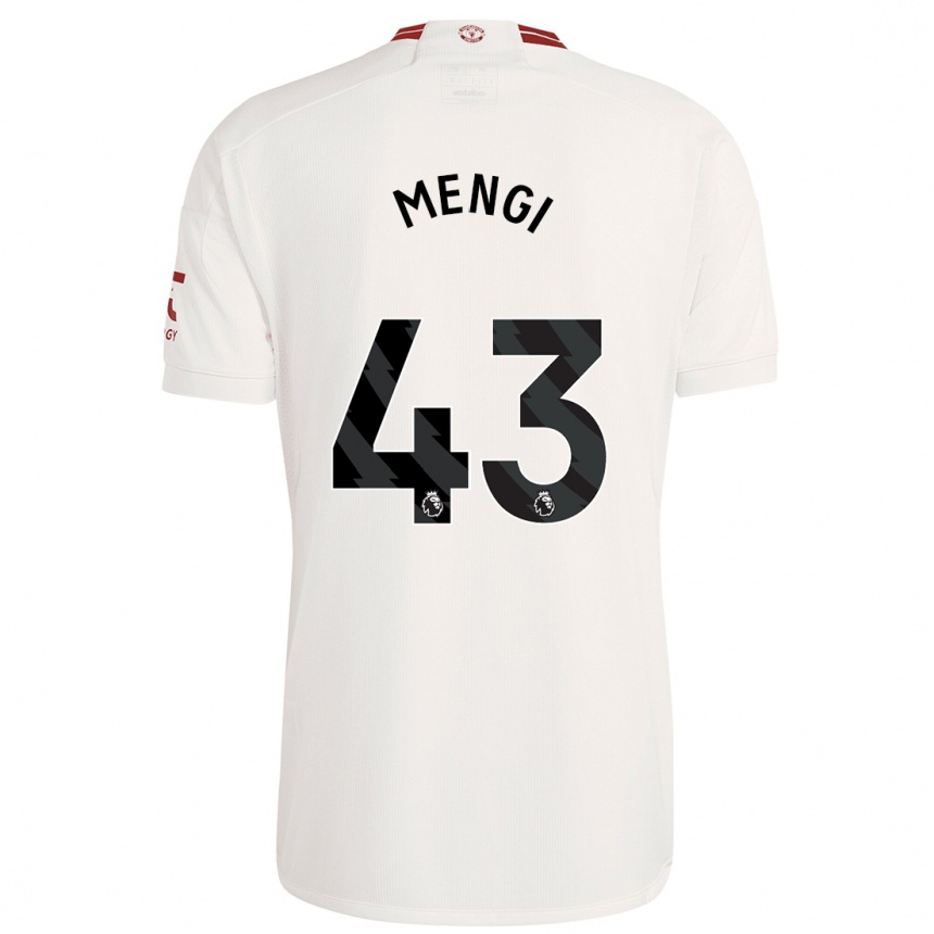 Herren Fußball Teden Mengi #43 Weiß Ausweichtrikot Trikot 2023/24 T-Shirt Luxemburg