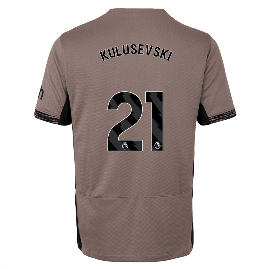 Herren Fußball Dejan Kulusevski #21 Dunkelbeige Ausweichtrikot Trikot 2023/24 T-Shirt Luxemburg
