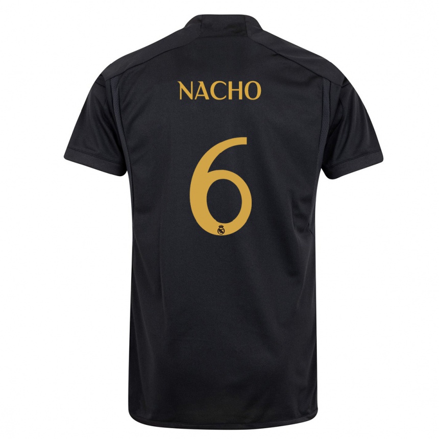 Herren Fußball Nacho Fernandez #6 Schwarz Ausweichtrikot Trikot 2023/24 T-Shirt Luxemburg