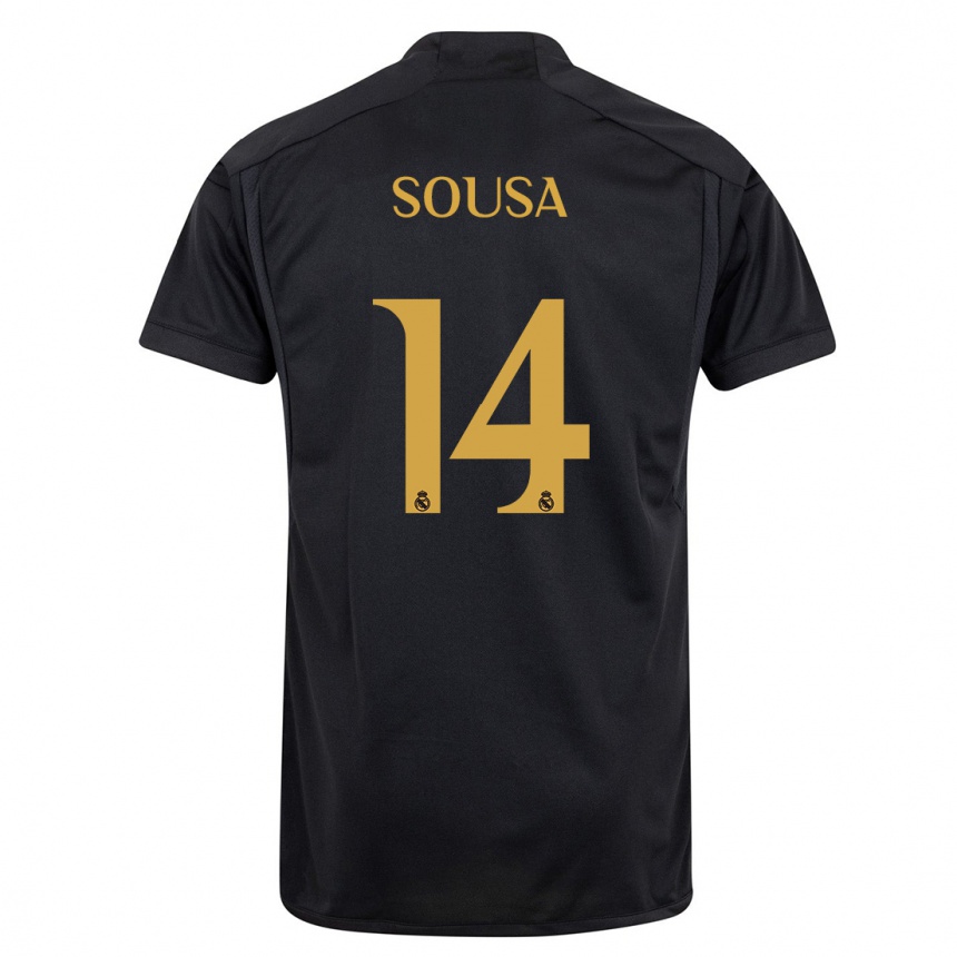 Herren Fußball Kathellen Sousa #14 Schwarz Ausweichtrikot Trikot 2023/24 T-Shirt Luxemburg