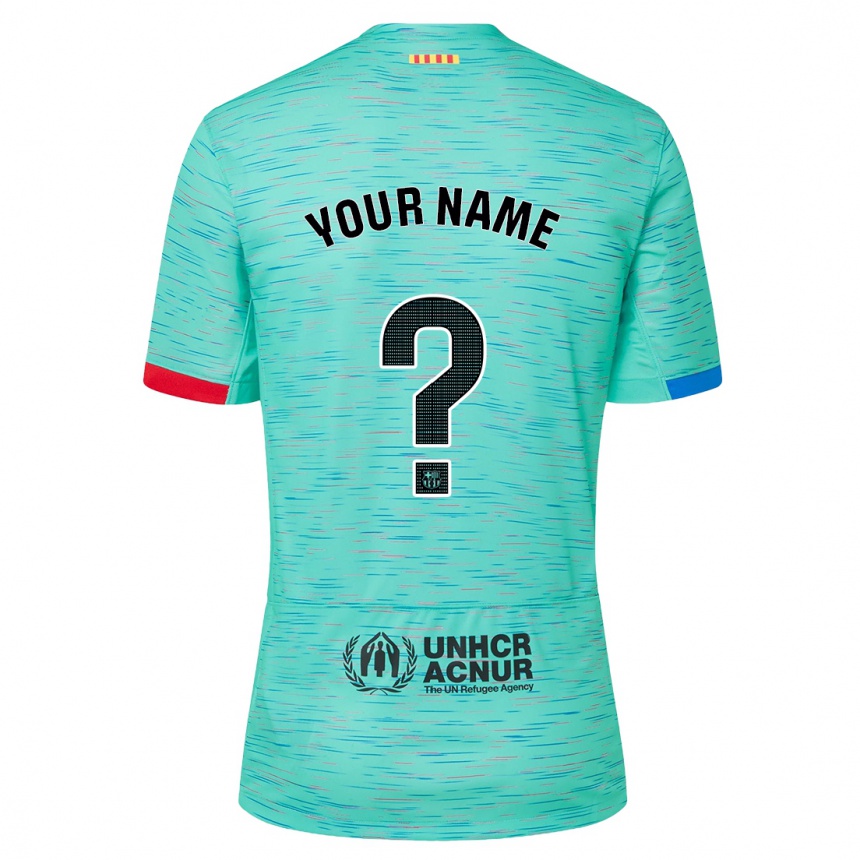 Herren Fußball Ihren Namen #0 Helles Aqua Ausweichtrikot Trikot 2023/24 T-Shirt Luxemburg