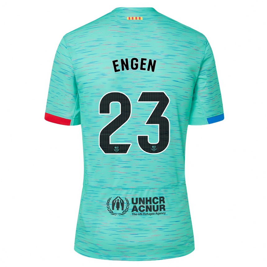 Herren Fußball Ingrid Engen #23 Helles Aqua Ausweichtrikot Trikot 2023/24 T-Shirt Luxemburg