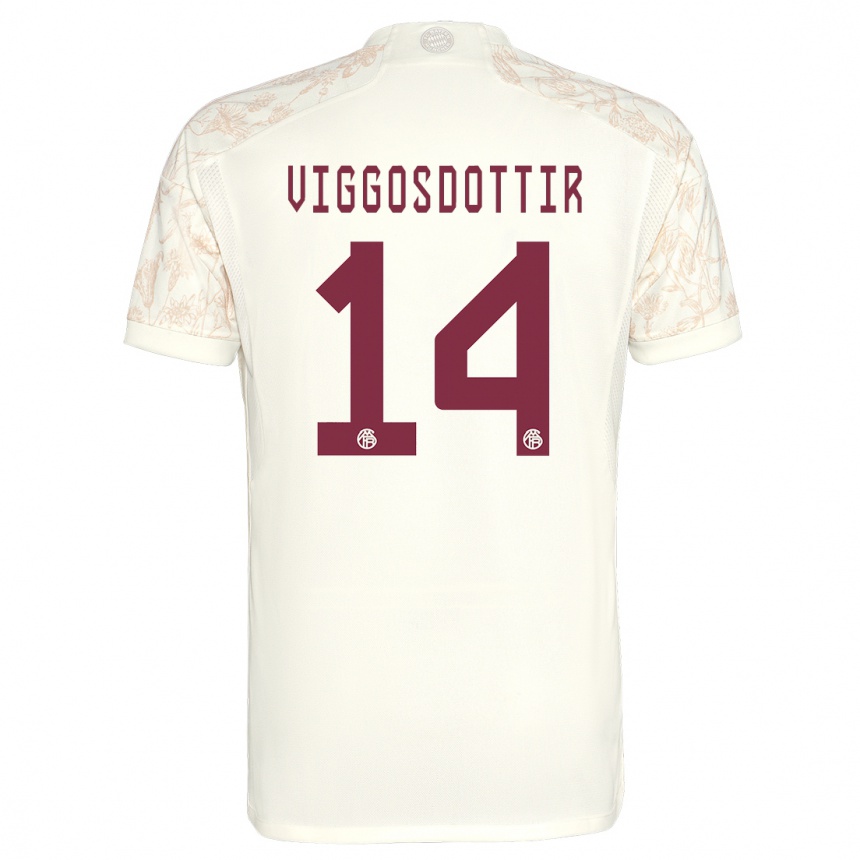 Herren Fußball Glodis Perla Viggosdottir #14 Cremefarben Ausweichtrikot Trikot 2023/24 T-Shirt Luxemburg