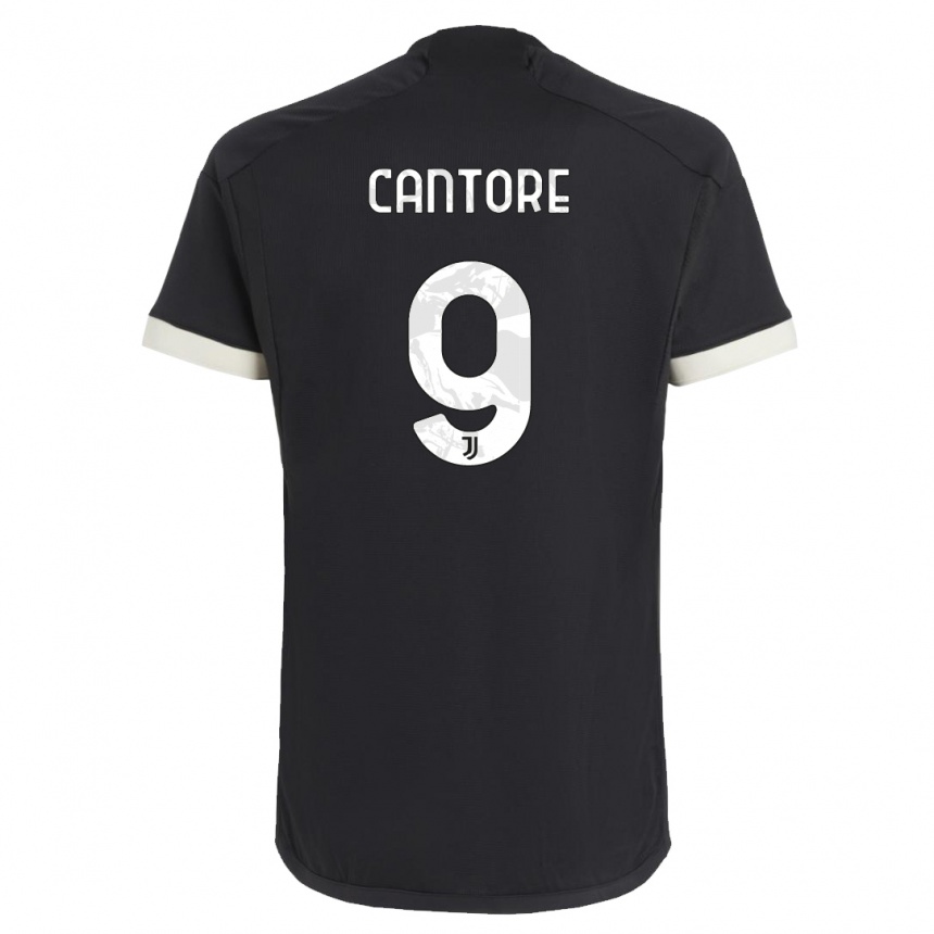 Herren Fußball Sofia Cantore #9 Schwarz Ausweichtrikot Trikot 2023/24 T-Shirt Luxemburg