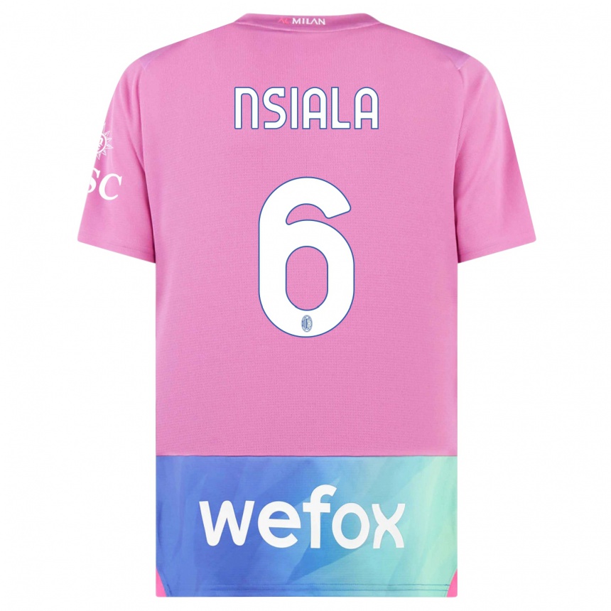 Herren Fußball Clinton Nsiala #6 Pink Lila Ausweichtrikot Trikot 2023/24 T-Shirt Luxemburg