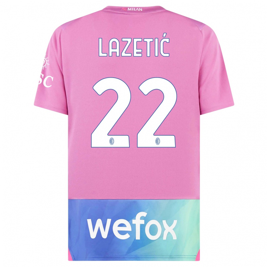 Herren Fußball Marko Lazetic #22 Pink Lila Ausweichtrikot Trikot 2023/24 T-Shirt Luxemburg