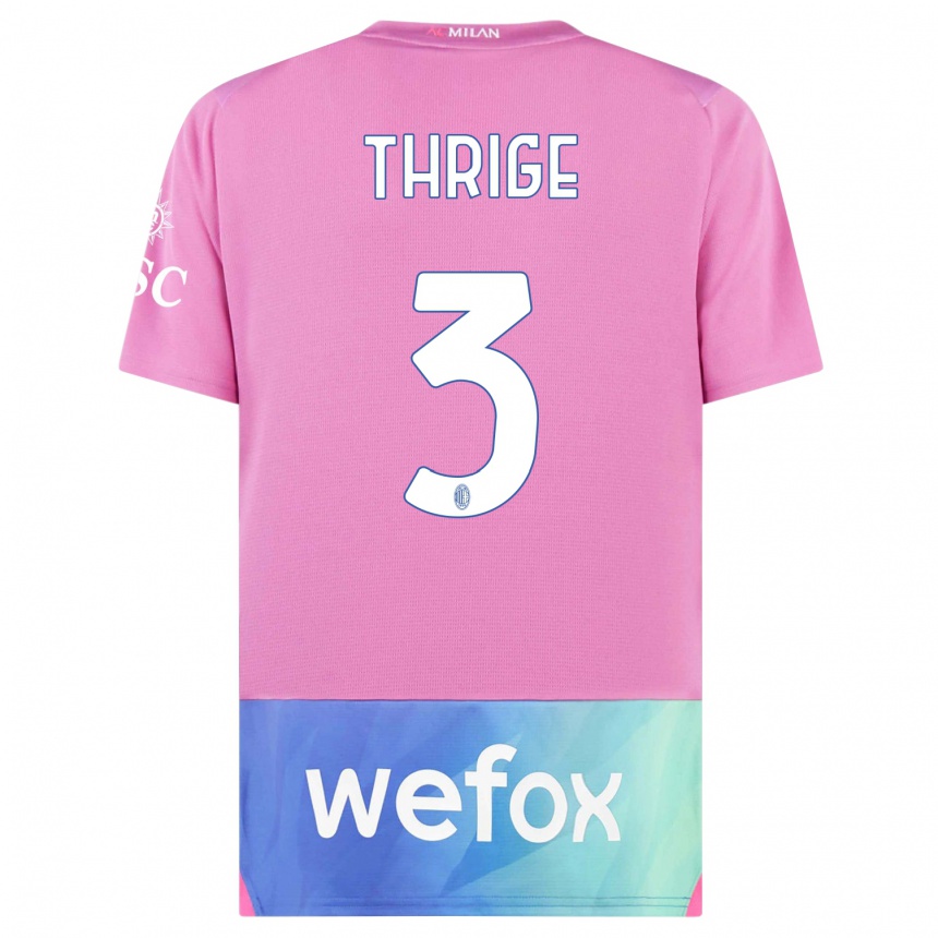 Herren Fußball Sara Thrige #3 Pink Lila Ausweichtrikot Trikot 2023/24 T-Shirt Luxemburg