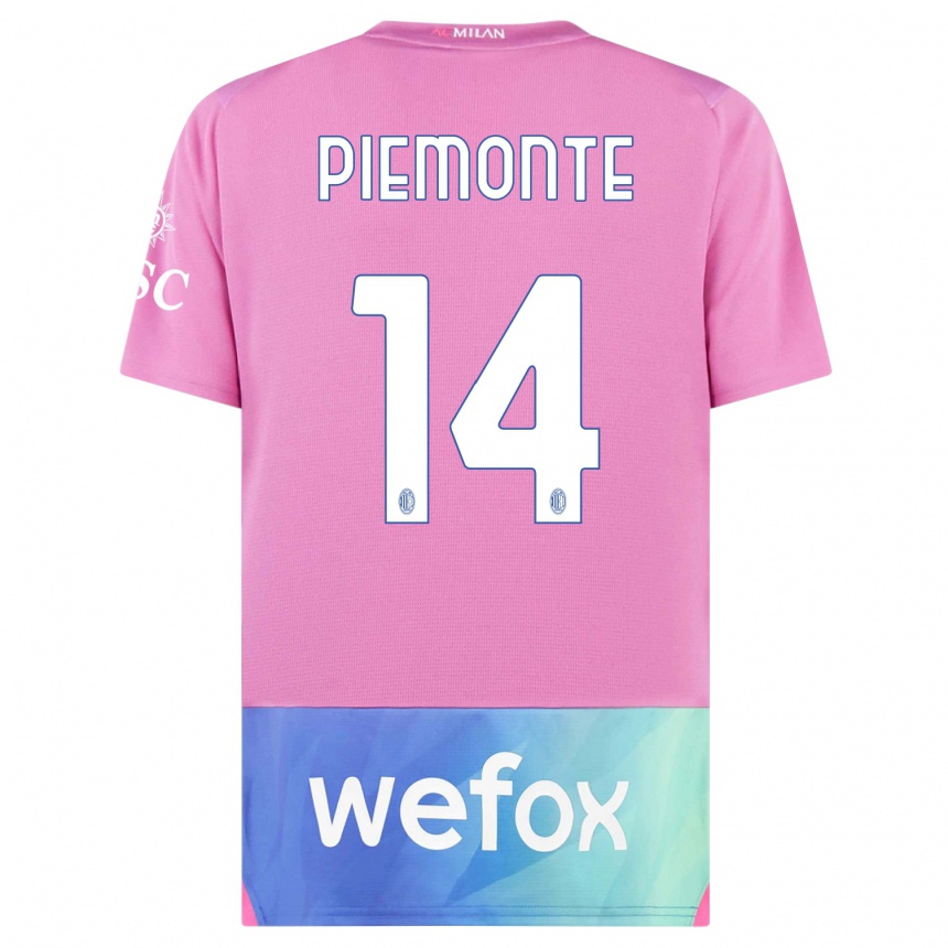 Herren Fußball Martina Piemonte #14 Pink Lila Ausweichtrikot Trikot 2023/24 T-Shirt Luxemburg