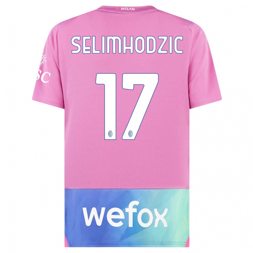 Herren Fußball Noa Selimhodzic #17 Pink Lila Ausweichtrikot Trikot 2023/24 T-Shirt Luxemburg