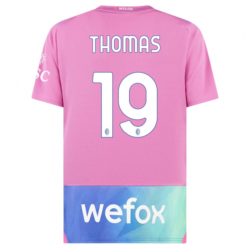 Herren Fußball Lindsey Thomas #19 Pink Lila Ausweichtrikot Trikot 2023/24 T-Shirt Luxemburg