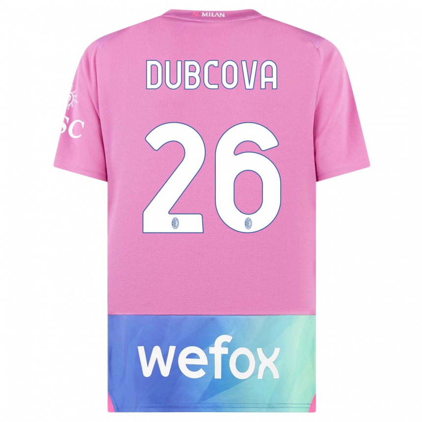 Herren Fußball Michaela Dubcova #26 Pink Lila Ausweichtrikot Trikot 2023/24 T-Shirt Luxemburg