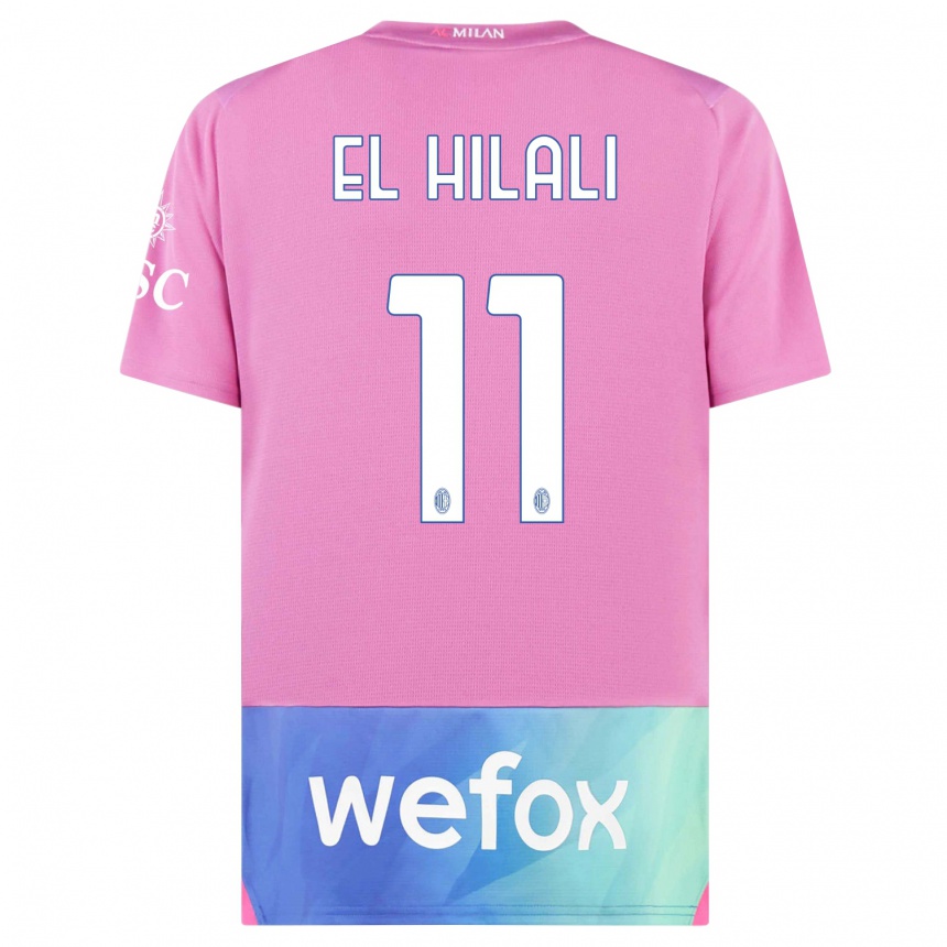 Herren Fußball Youns El Hilali #11 Pink Lila Ausweichtrikot Trikot 2023/24 T-Shirt Luxemburg