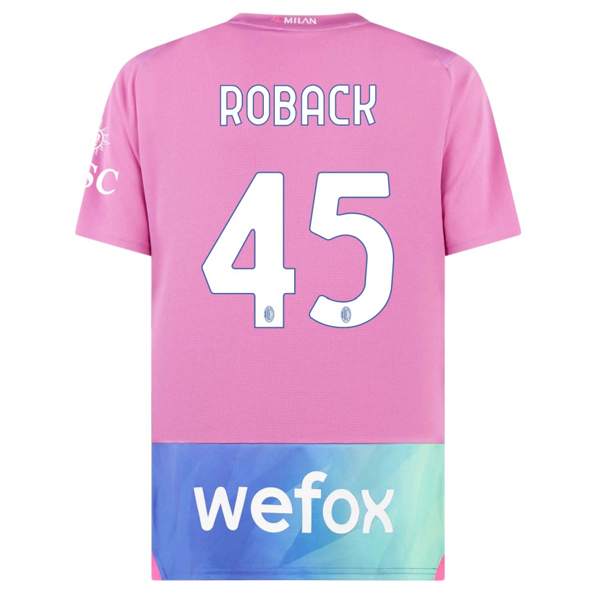 Herren Fußball Emil Roback #45 Pink Lila Ausweichtrikot Trikot 2023/24 T-Shirt Luxemburg