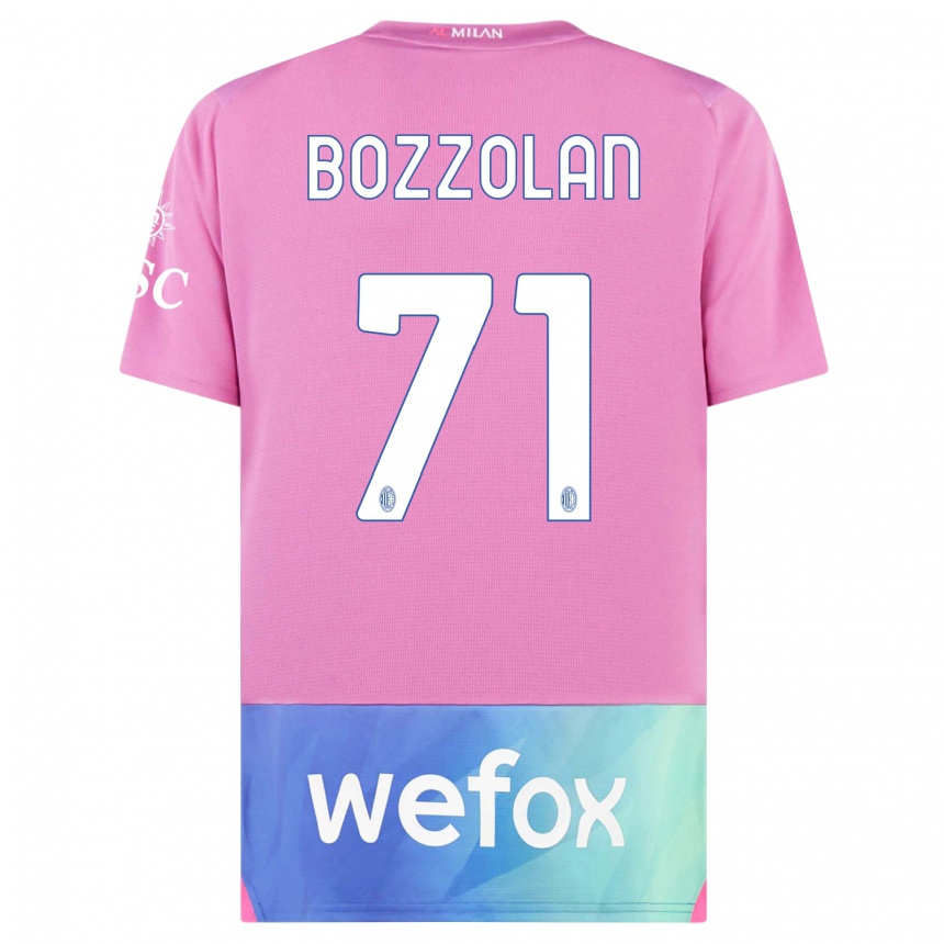 Herren Fußball Andrea Bozzolan #71 Pink Lila Ausweichtrikot Trikot 2023/24 T-Shirt Luxemburg