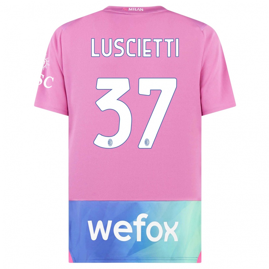 Herren Fußball Abebe Luscietti #37 Pink Lila Ausweichtrikot Trikot 2023/24 T-Shirt Luxemburg