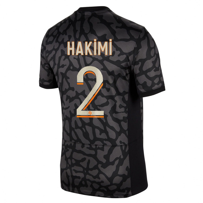 Herren Fußball Achraf Hakimi #2 Schwarz Ausweichtrikot Trikot 2023/24 T-Shirt Luxemburg