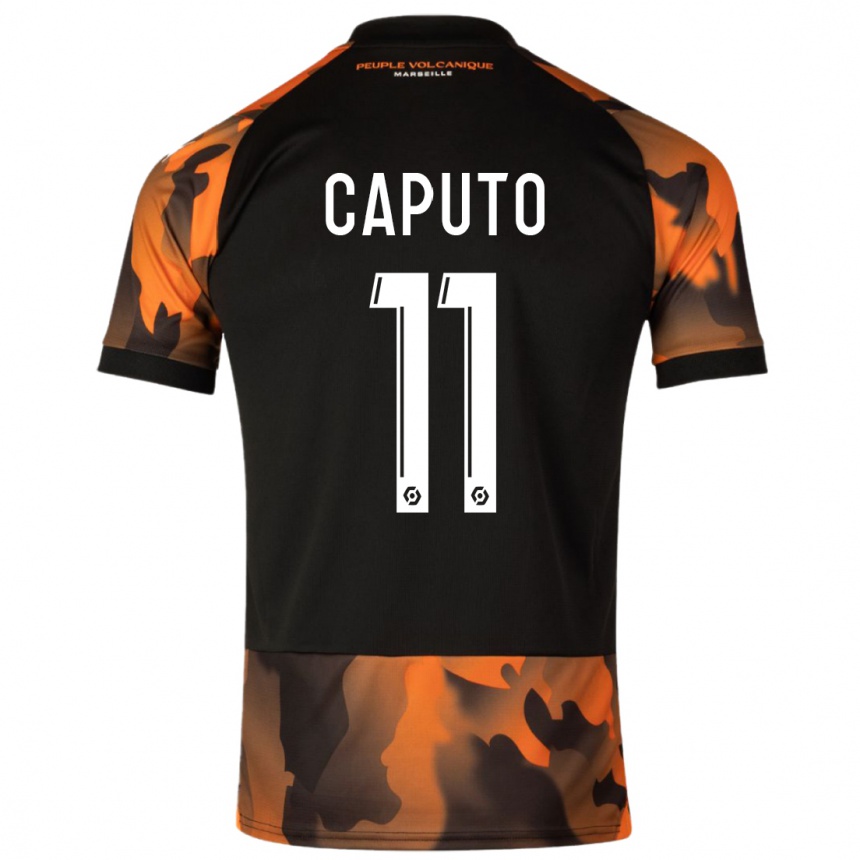 Herren Fußball Cindy Caputo #11 Schwarzorange Ausweichtrikot Trikot 2023/24 T-Shirt Luxemburg