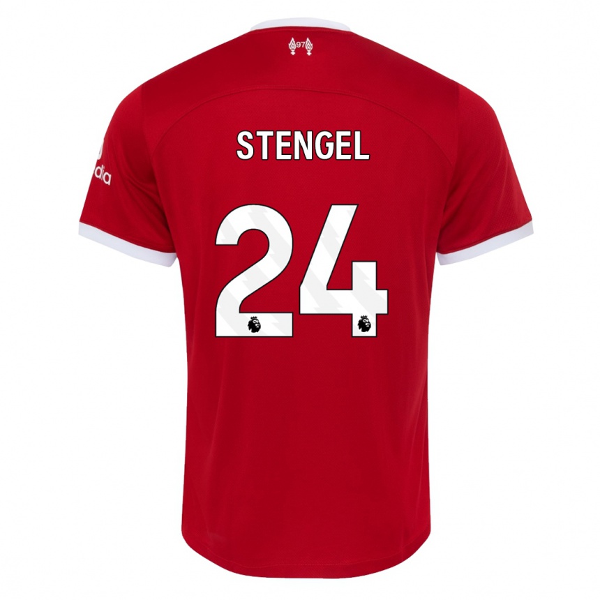 Damen Fußball Katie Stengel #24 Rot Heimtrikot Trikot 2023/24 T-Shirt Luxemburg