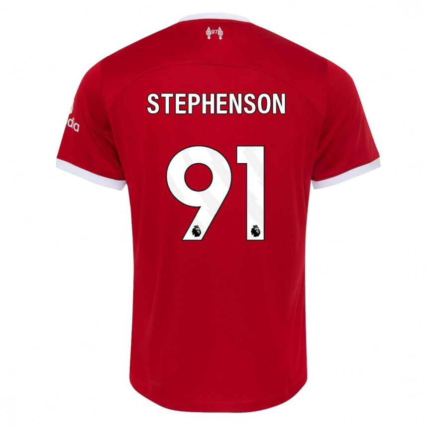 Damen Fußball Luca Stephenson #91 Rot Heimtrikot Trikot 2023/24 T-Shirt Luxemburg