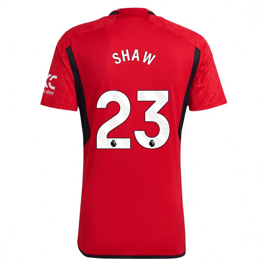 Damen Fußball Luke Shaw #23 Rot Heimtrikot Trikot 2023/24 T-Shirt Luxemburg