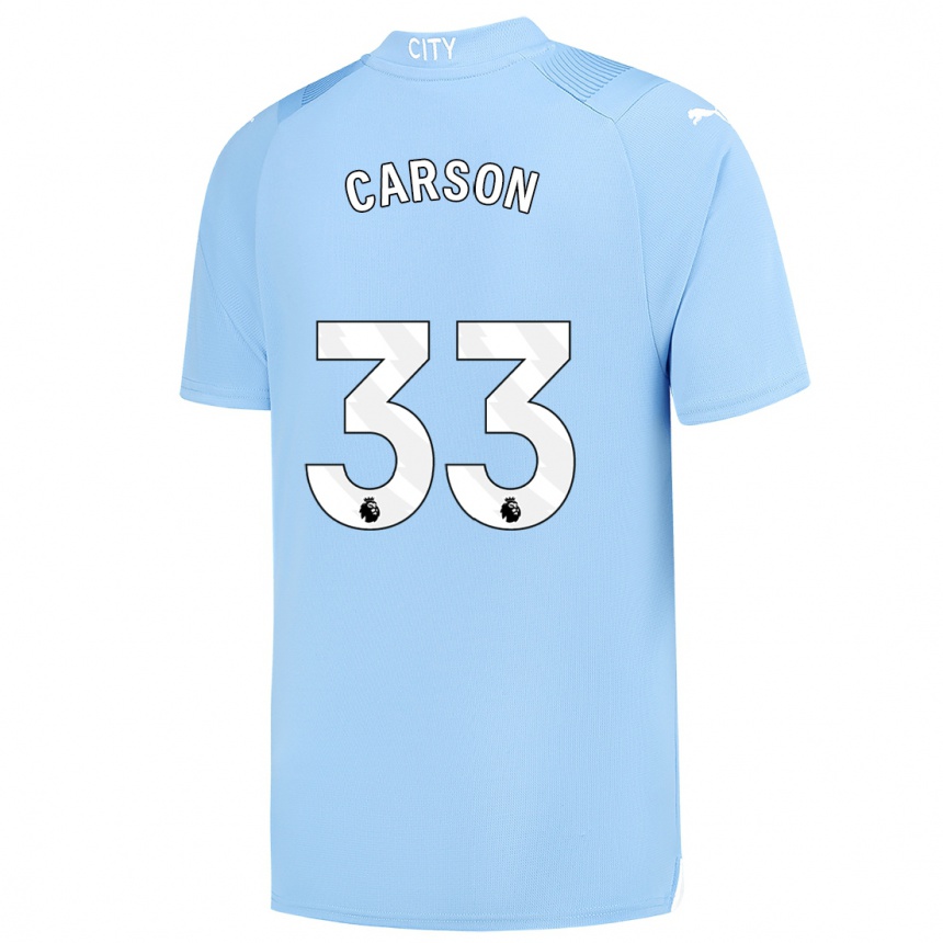 Damen Fußball Scott Carson #33 Hellblau Heimtrikot Trikot 2023/24 T-Shirt Luxemburg