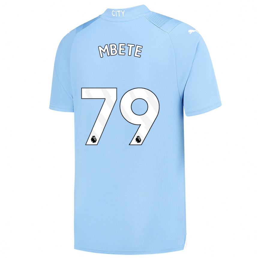 Damen Fußball Luke Mbete #79 Hellblau Heimtrikot Trikot 2023/24 T-Shirt Luxemburg