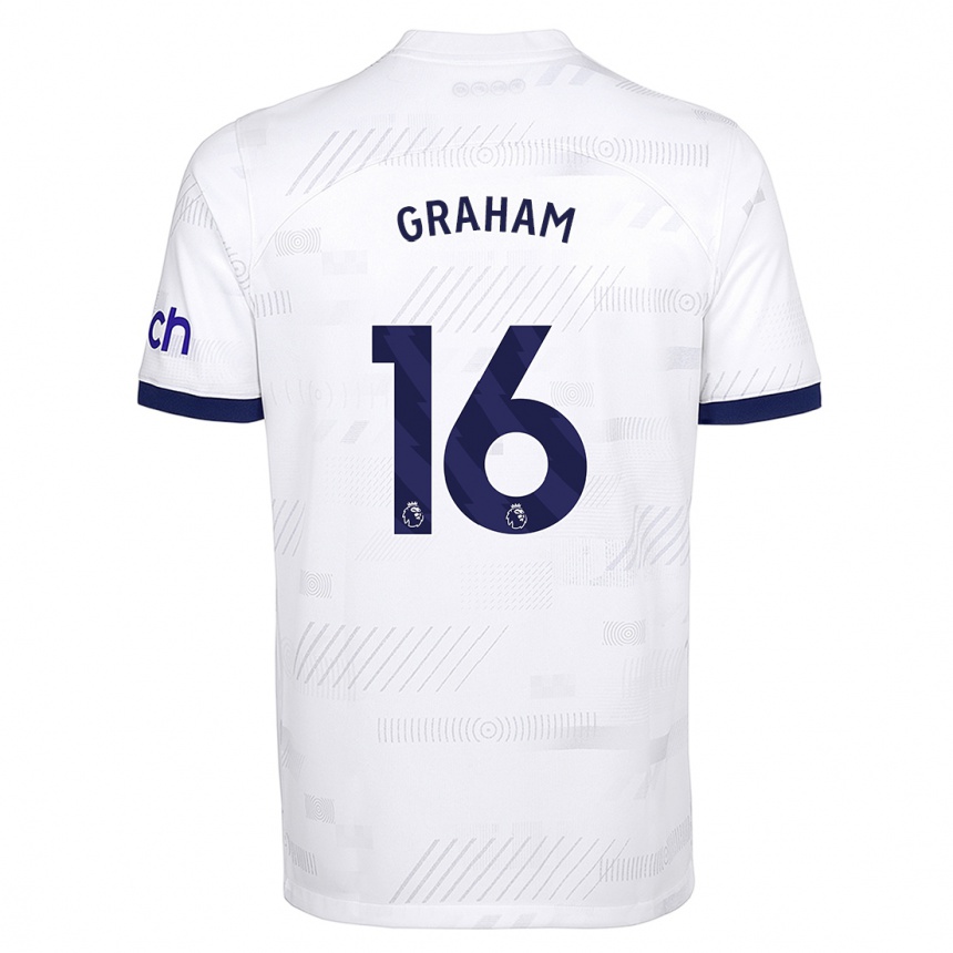 Damen Fußball Kit Graham #16 Weiß Heimtrikot Trikot 2023/24 T-Shirt Luxemburg