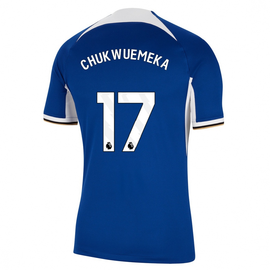 Damen Fußball Carney Chukwuemeka #17 Blau Heimtrikot Trikot 2023/24 T-Shirt Luxemburg