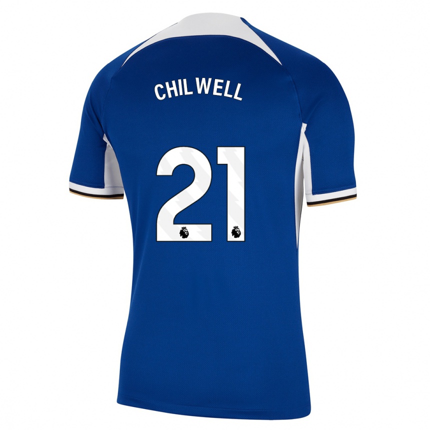 Damen Fußball Ben Chilwell #21 Blau Heimtrikot Trikot 2023/24 T-Shirt Luxemburg
