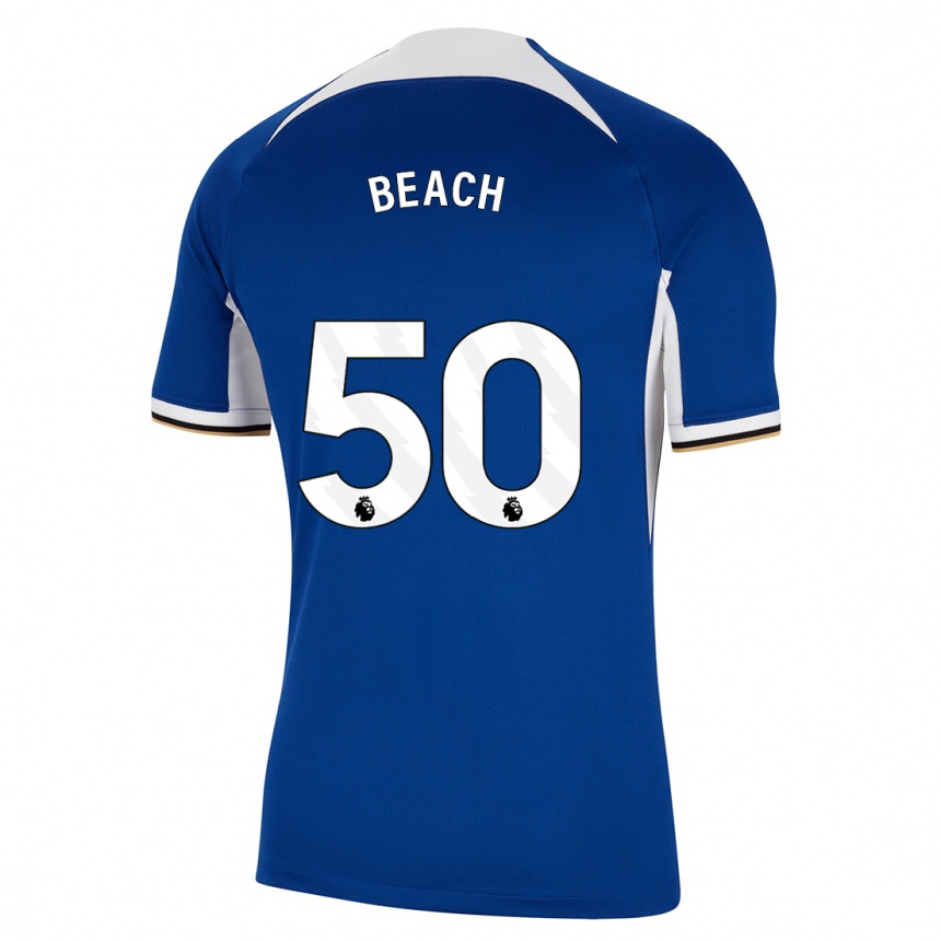 Damen Fußball Eddie Beach #50 Blau Heimtrikot Trikot 2023/24 T-Shirt Luxemburg