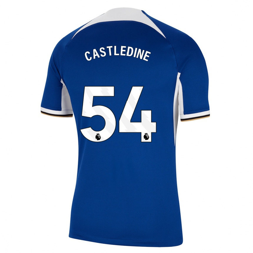 Damen Fußball Leo Castledine #54 Blau Heimtrikot Trikot 2023/24 T-Shirt Luxemburg