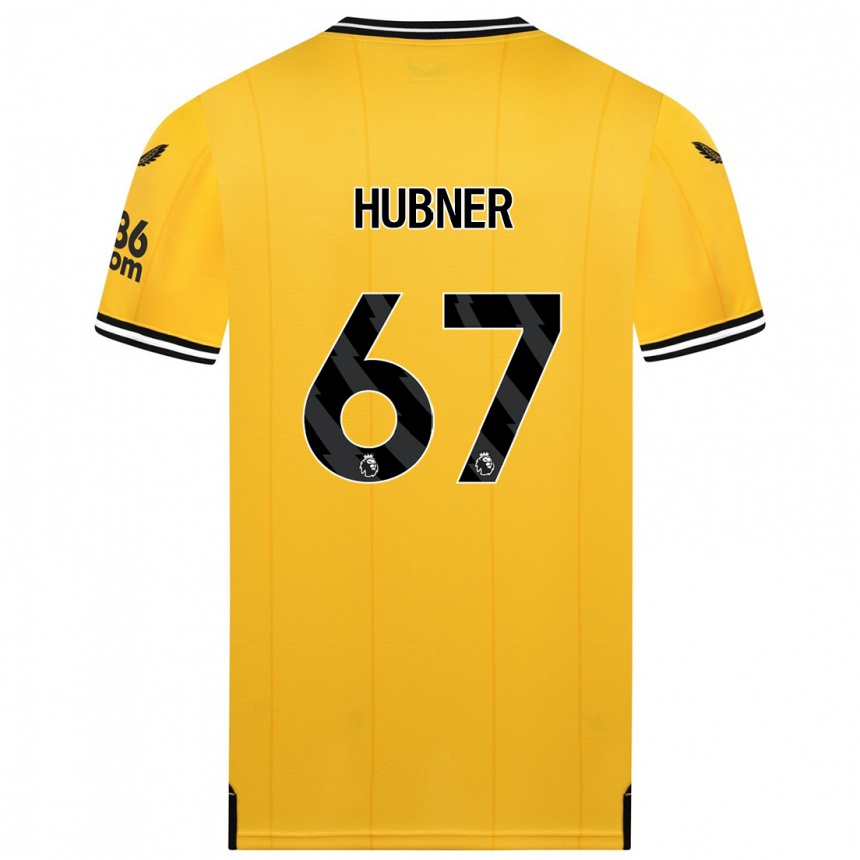 Damen Fußball Justin Hubner #67 Gelb Heimtrikot Trikot 2023/24 T-Shirt Luxemburg