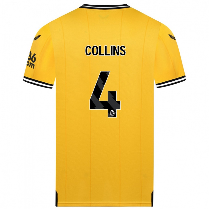 Damen Fußball Nathan Collins #4 Gelb Heimtrikot Trikot 2023/24 T-Shirt Luxemburg