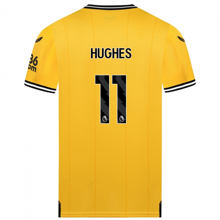Damen Fußball Amber Hughes #11 Gelb Heimtrikot Trikot 2023/24 T-Shirt Luxemburg