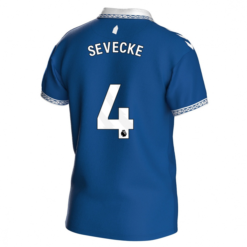 Damen Fußball Rikke Sevecke #4 Königsblau Heimtrikot Trikot 2023/24 T-Shirt Luxemburg