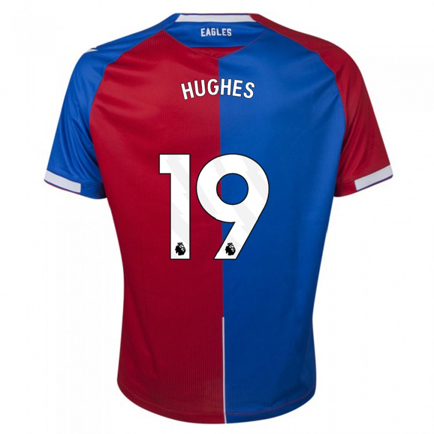 Damen Fußball Will Hughes #19 Rot Blau Heimtrikot Trikot 2023/24 T-Shirt Luxemburg