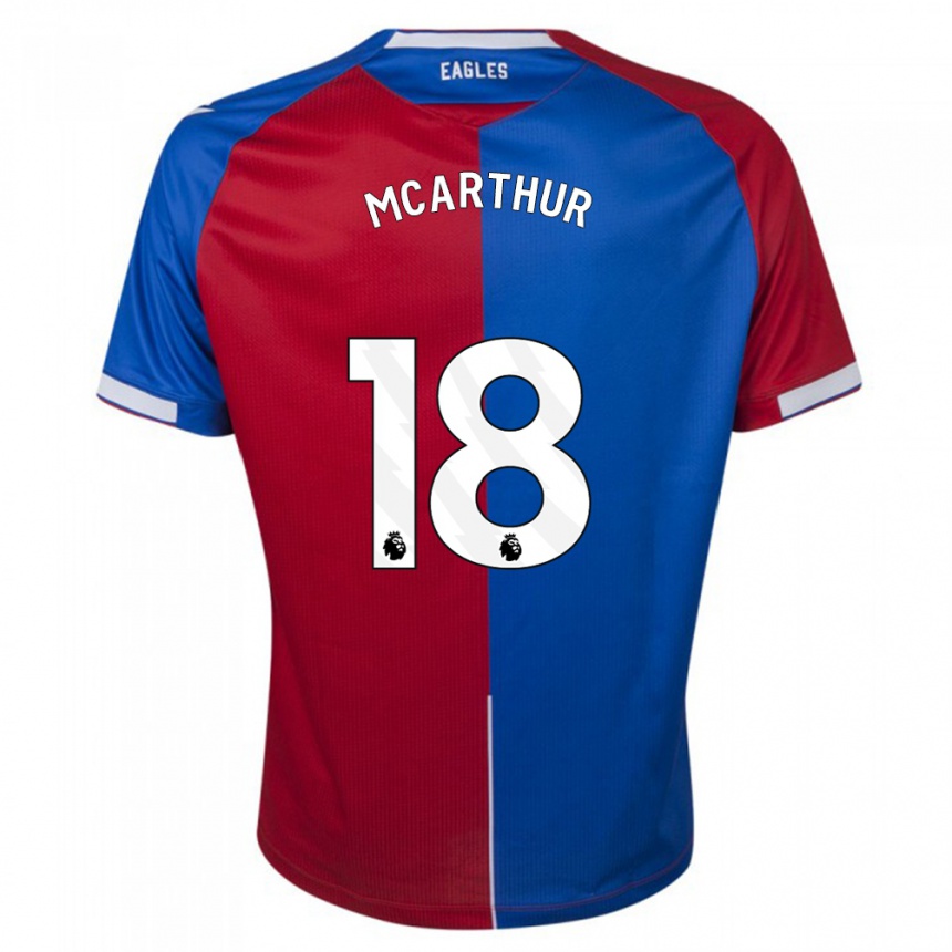 Damen Fußball James Mcarthur #18 Rot Blau Heimtrikot Trikot 2023/24 T-Shirt Luxemburg